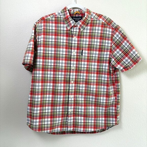 Abercrombie & Fitch Red Plaid Casual Button Down Shirt - Picture 1 of 9
